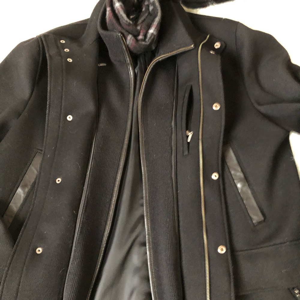 Leather trimmed Cole Haan Pea Coat - Picture 3 of 8